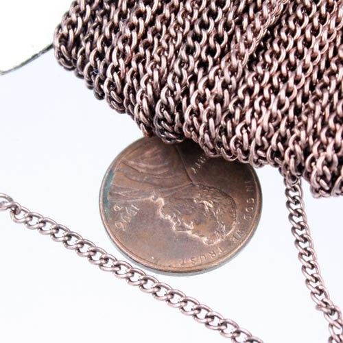 12 ft of Antique Copper Finished Curb Chain Vintage Style - 2.2mm 0.6mm Unsoldered Link - 2.2S