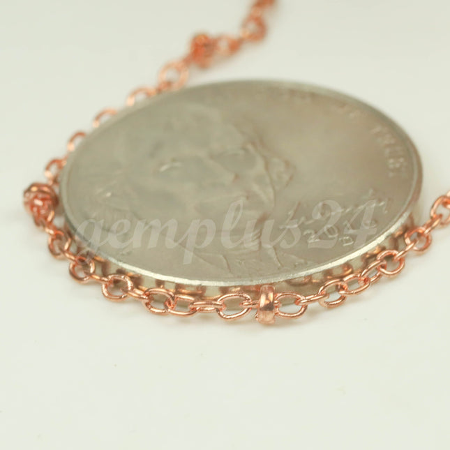 32 Feet Bright Copper Plated BALL Tiny Cable Chain Satellite Chain Bulk Chain  - 2.0x1.4mm Ball SOLDERED link Necklace  - 2014SAT