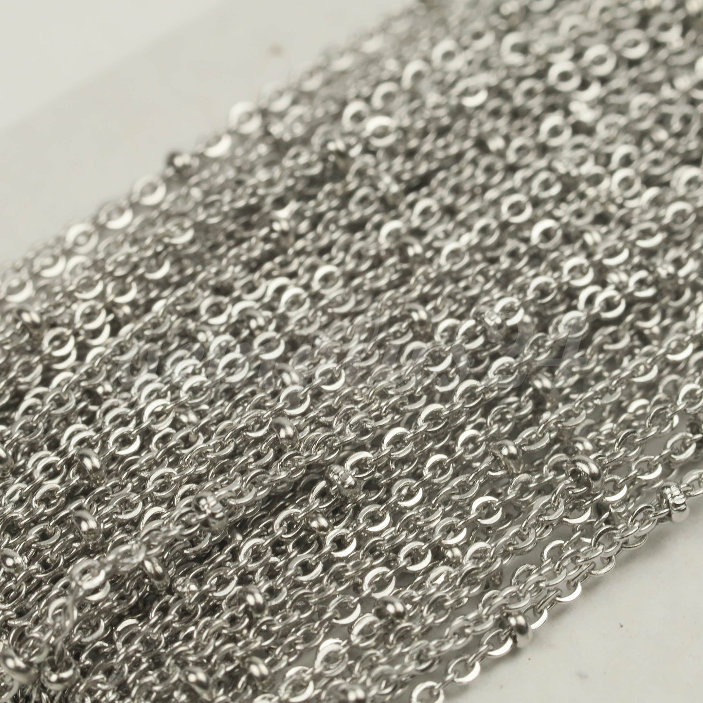 300 Ft Stainless Steel Satellite Chain - Ball Beaded Solder Flat Cable Chain - 2.4x1.7mm Flat Link - Bulk Wholesale Necklace - ST2417FSAT
