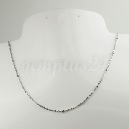 3 Ft Stainless Steel Satellite Chain - Ball Beaded Solder Flat Cable Chain - 2.4x1.7mm Flat Link - Bulk Wholesale Necklace - ST2417FSAT