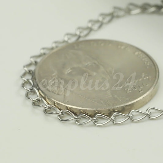 100 feet Stainless Steel Curb Chain Extender Sturdy Curb Chain  - 2.5x4mm 0.5mm thickness Necklace Bracelet Extender SOLDER Link - ST254CU