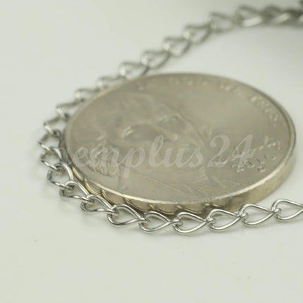 10 Ft Stainless Steel Curb Chain Extender Sturdy Curb Chain  - 2.5x4mm 0.5mm thickness Necklace Bracelet Extender SOLDER Link - ST254CU