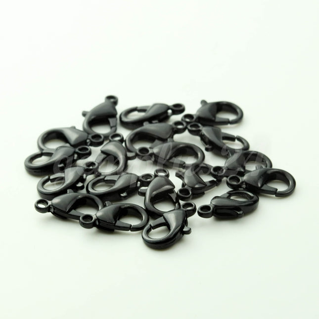 New 25 pcs of BLACK Finished Brass Lobster claw clasp 12X7mm - LOB12B