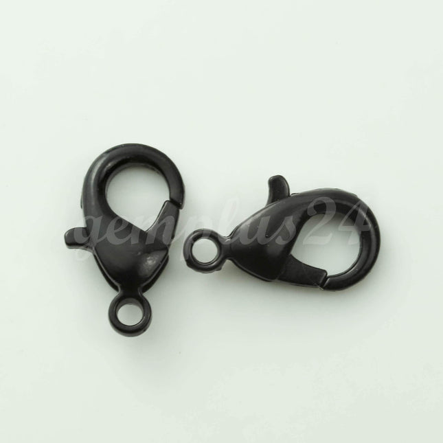 New 25 pcs of BLACK Finished Brass Lobster claw clasp 12X7mm - LOB12B