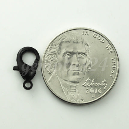 New 25 pcs of BLACK Finished Brass Lobster claw clasp 12X7mm - LOB12B