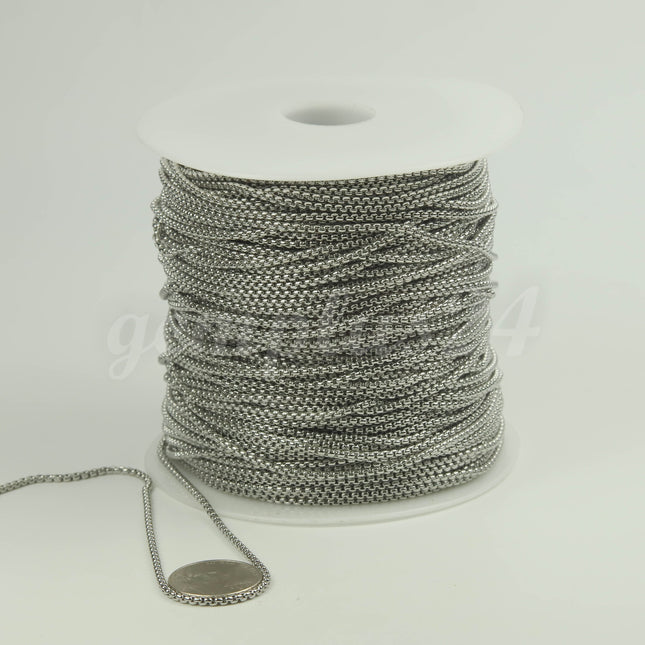 New 3 Ft Stainless Steel 316L SQUARE ROLO Chain - 2.0mm  - Bulk Chain Necklace Wholesale DIY Jewelry Chain - STSQ20BL