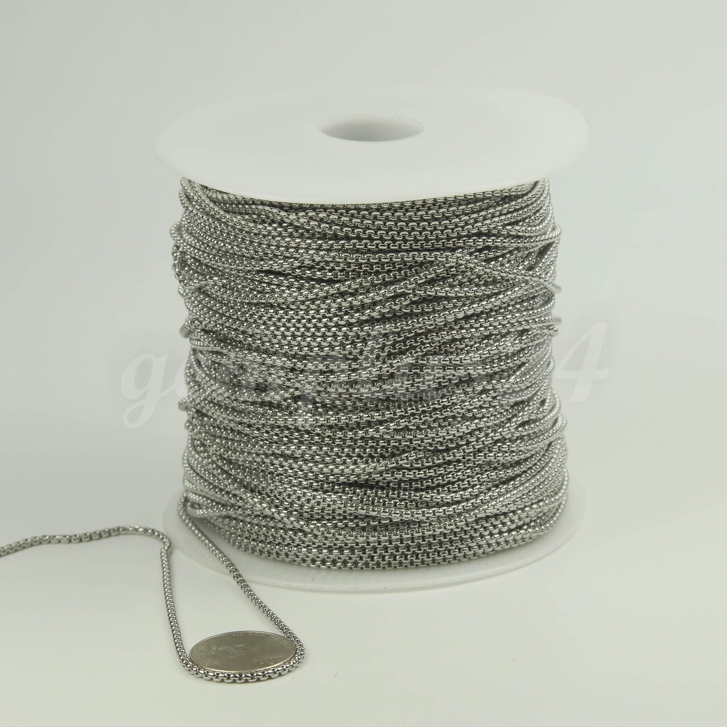 New 300 feet Stainless Steel 316L SQUARE ROLO Chain - 2.0mm  - Bulk Chain Necklace Wholesale DIY Jewelry Chain - STSQ20BL