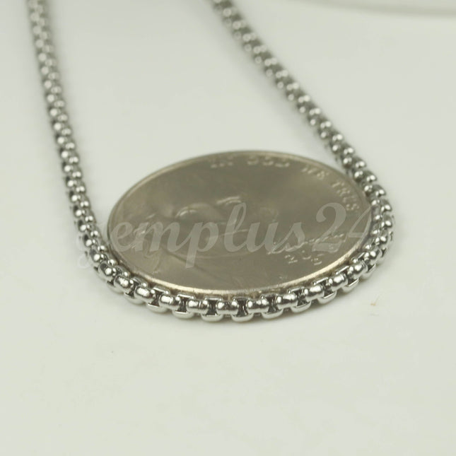 New 3 Ft Stainless Steel 316L SQUARE ROLO Chain - 2.0mm  - Bulk Chain Necklace Wholesale DIY Jewelry Chain - STSQ20BL