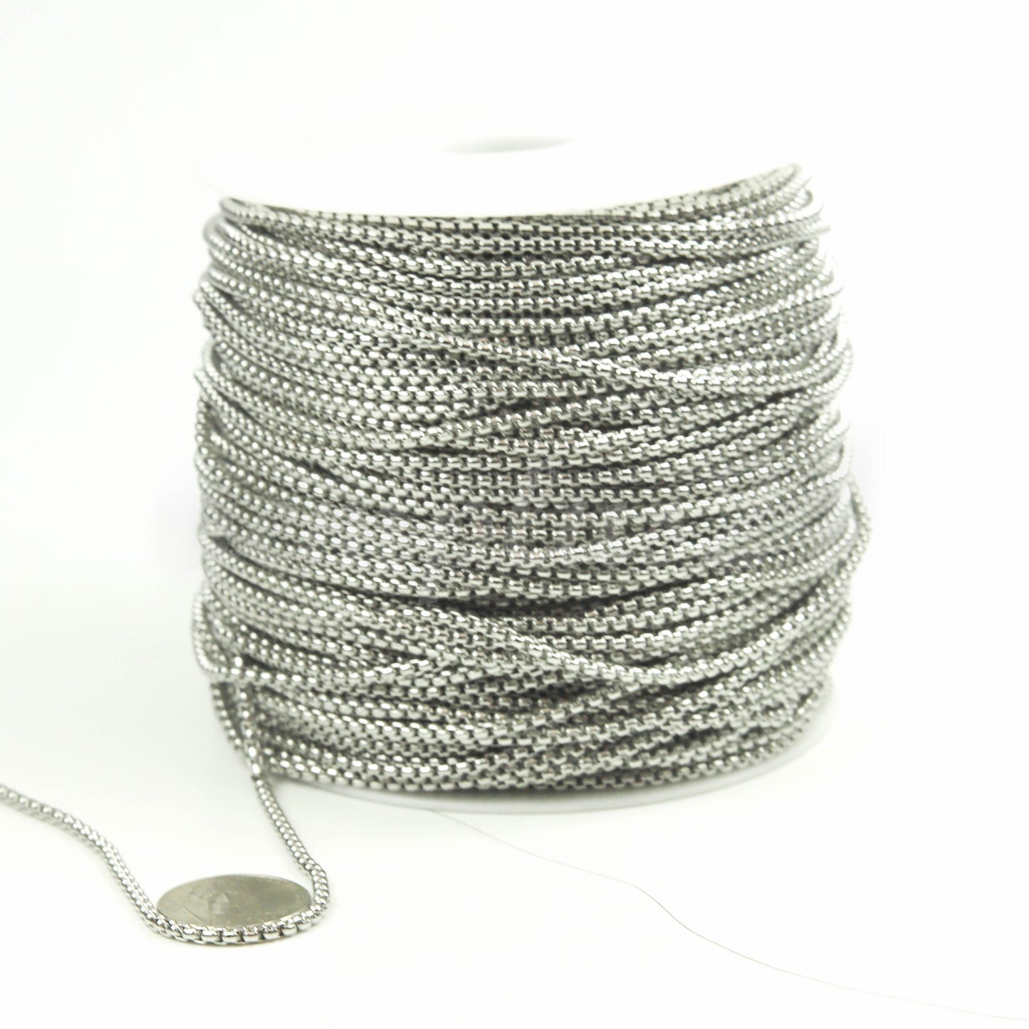 New 30 feet Stainless Steel 316L SQUARE ROLO Chain - 2.5mm  - Bulk Chain Necklace Wholesale DIY Jewelry Chain - STSQ25BL