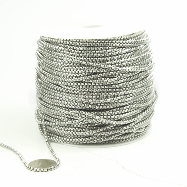 New 30 feet Stainless Steel 316L SQUARE ROLO Chain - 2.5mm  - Bulk Chain Necklace Wholesale DIY Jewelry Chain - STSQ25BL