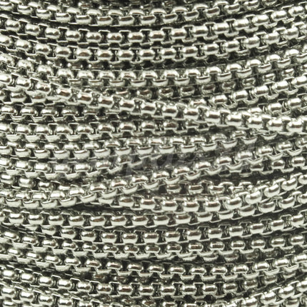 New 30 feet Stainless Steel 316L SQUARE ROLO Chain - 2.5mm  - Bulk Chain Necklace Wholesale DIY Jewelry Chain - STSQ25BL