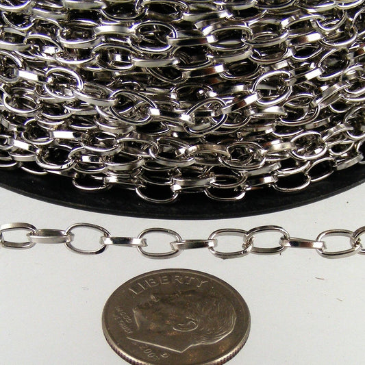 32 ft. of Rhodium Plated Drawn Cable Chain - 6.3x3.5mm Unsoldered Link - 6335DR