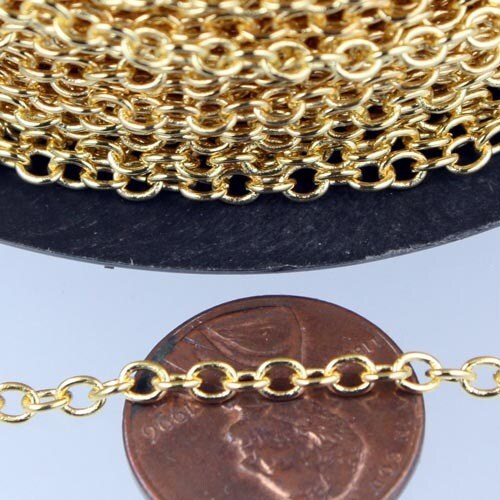 100 ft. of Gold Plated SOLDERED Cable Chain - 3.4x3.0mm SOLDERED LInk - 3430S