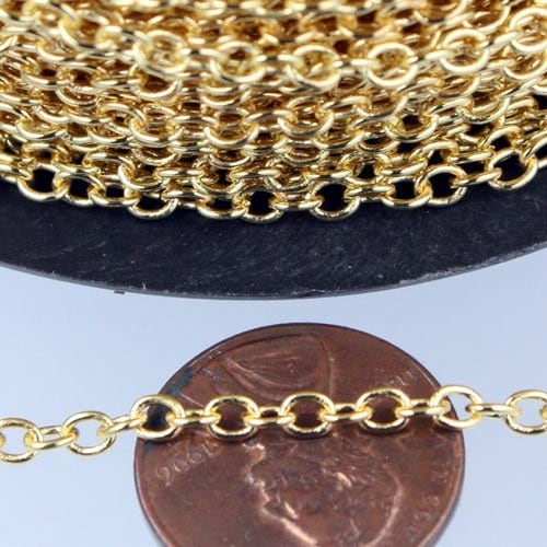 32 ft. of Gold Plated SOLDERED Cable Chain - 3.4x3.0mm SOLDERED LInk - 3430S