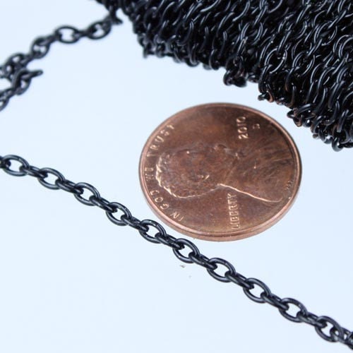 50 ft of Black Finished Cable Chain - 3.8x2.7mm 0.7mm Unsoldered Link - 3827CA
