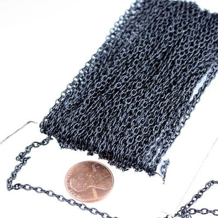 50 ft of Black Finished Cable Chain - 3.8x2.7mm 0.7mm Unsoldered Link - 3827CA