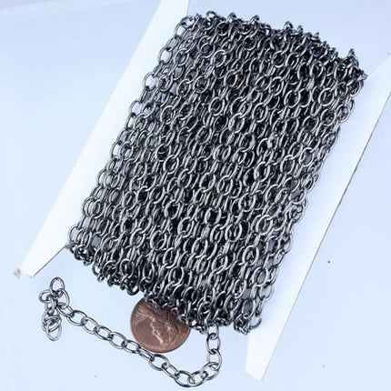 Chunky Fashion Chain 10 ft of Gunmetal Finished Big Heavy Cable chain - 7.8x6.3mm 1.2mm unsoldered links - 7863CA