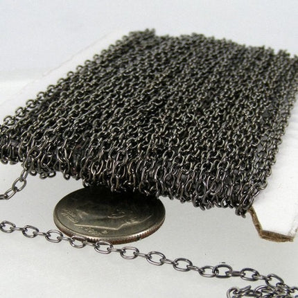 100 ft spool of Gunmetal Finished Round cable chain - 3x2.2mm - unsoldered link - 322CA