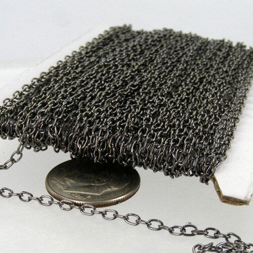50 ft spool of Gunmetal Finished Round cable chain - 3x2.2mm - unsoldered link - 322CA