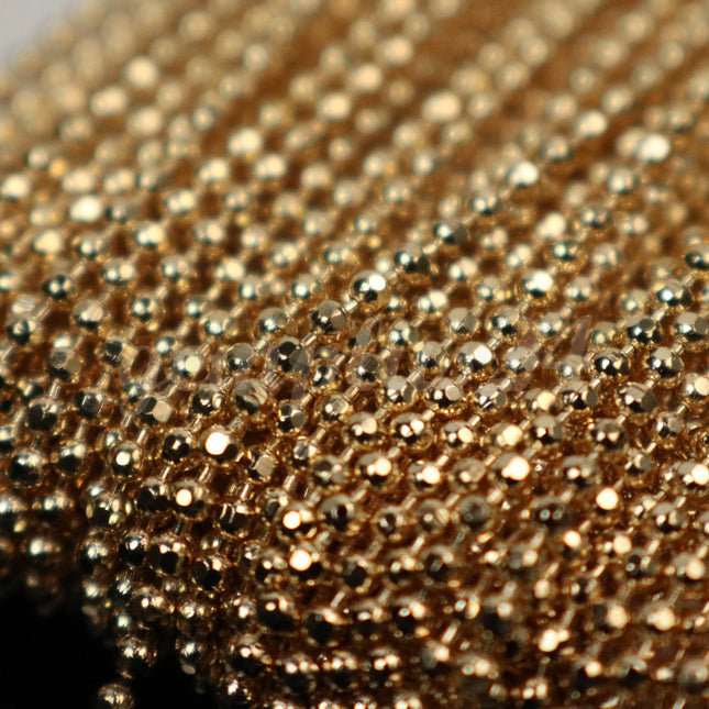 100 Ft Spool of Champagne Gold (Pinky Gold) Plated  facet BALL Chain - 1.5mm Ball/Beads Size - Bulk Ball chain  Wholesale - 15DC