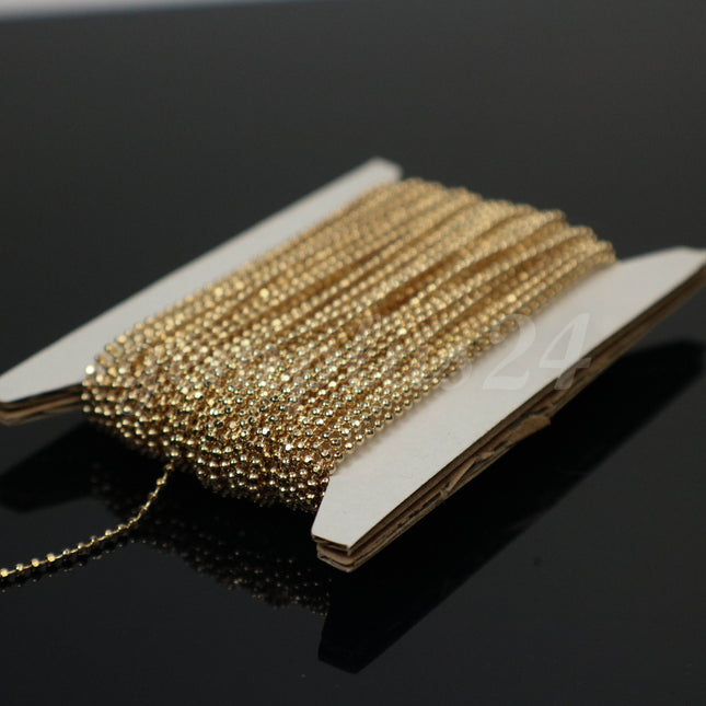 32 Ft Spool of Champagne Gold (Pinky Gold) Plated  facet BALL Chain - 1.5mm Ball/Beads Size - Bulk Ball chain  Wholesale - 15DC