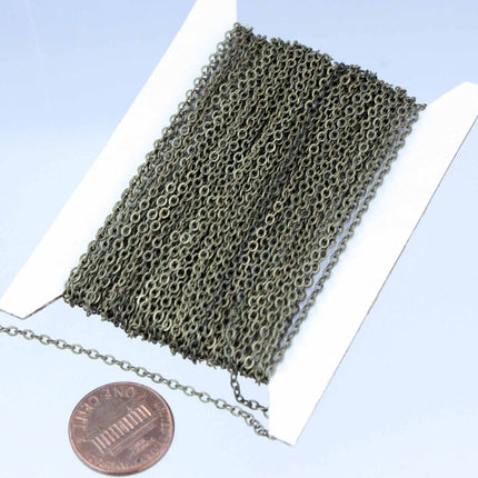 32 feet Antique Bronze Flat Chain Flat Cable Chain - 3x1.7mm SOLDERED - Necklace Bracelet DIY Wholesale Bulk Chain  317F