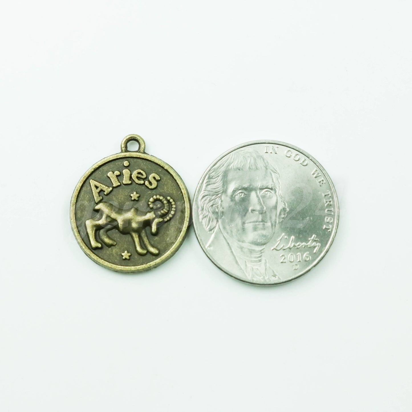5 pcs of Zodiac Charm, Message Charm - Antique Brass - 28mm 3mm thickness 2.5mm Hole - Aries - March 21 to April 19