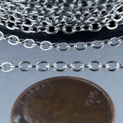 10 ft of Antiqued Silver SOLDERED Flat Cable chain - 3x1.7mm Solder Link Sturdy Chain - 317F