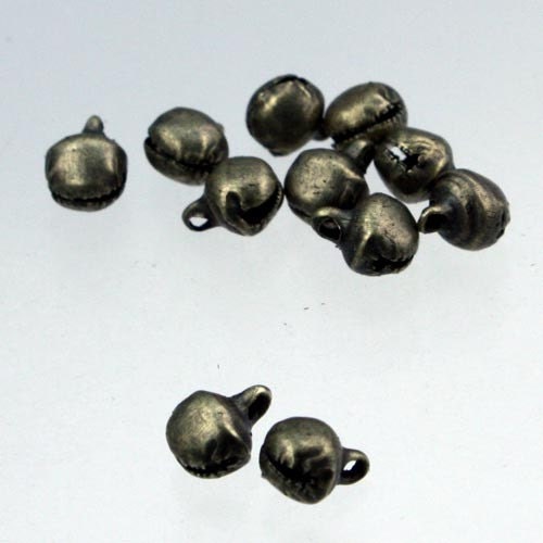 500 pcs antique brass finished bell drop/charm - 6mm