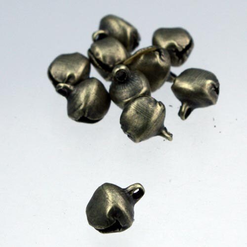 300 pcs antique brass finished bell drop/charm - 8mm