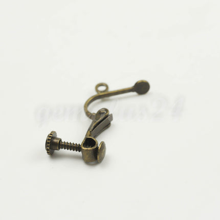 10 pcs of Antique Brass Finished on Brass Screw Back Earring Clips - 18x14mm