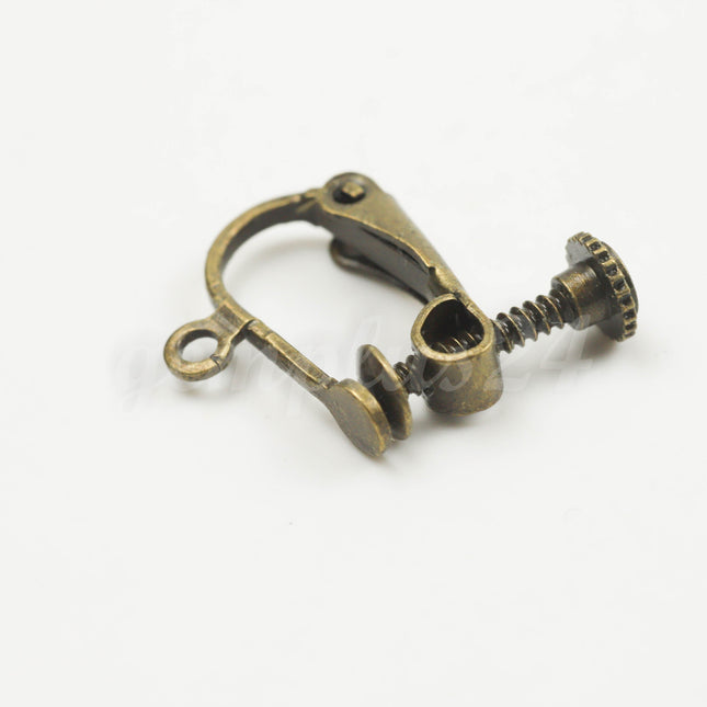 30 pcs of Antique Brass Finished on Brass Screw Back Earring Clips - 18x14mm