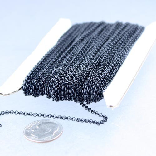 Black Rolo Chain bulk, 50 ft of Rolo Cable Chain 2.0mm 2mm - Unsoldered Links -  Wholesale Bulk Jewerly Chain - 20ROLO
