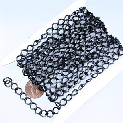 Black Curb Chain Bulk,  10 ft of Big Hammered Curb Chain - 8.7x7.3mm Unsoldered - Necklace Bracelet Wholesale DIY Chain - 8773CU