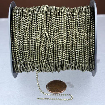 Rhodium Plated facet BALL Chain - 32 ft. spool of Bulk Ball chain  Wholesale - 1.5mm w/ FREE 50 connectors (Crimp) - 15DC