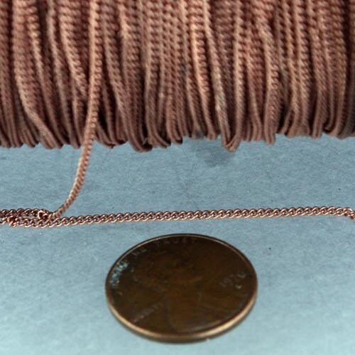 100 ft Antique Copper SOLDER Curb Chain - 1.3mm - Tiny Small Little Solder Curb Chain - 1.3S