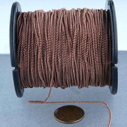 100 ft Antique Copper SOLDER Curb Chain - 1.3mm - Tiny Small Little Solder Curb Chain - 1.3S
