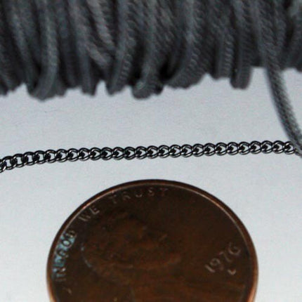 Wholesale Lot 300 ft spool of Gunmetal Finished Tiny curb chain - 1.3mm soldered link - Solder Curb Chain - 1.3S
