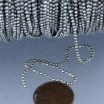 32 Ft Rhodium Plated facet BALL Chain Bulk Ball chain  Wholesale - 1.5mm w/ FREE 50 connectors (Crimp) - 15DC