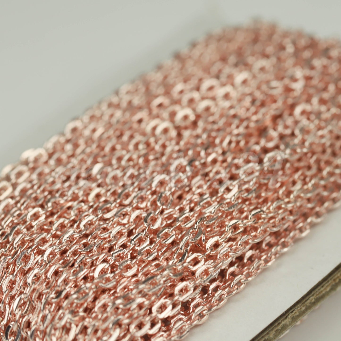 New 3 Ft Non Tarnish Flat Cable Chain - Rose Gold Flat Chain - 2x3mm Unsoldered - Anti Tarnish Free Resistant Soldered Cable - AT0623