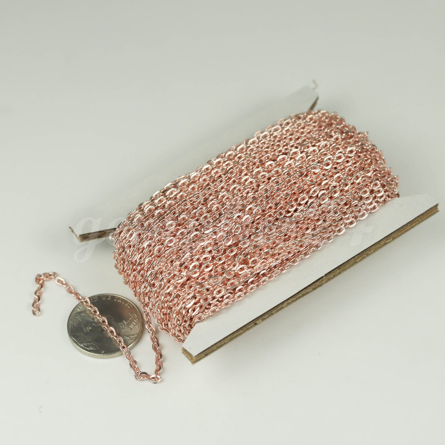 New 3 Ft Non Tarnish Flat Cable Chain - Rose Gold Flat Chain - 2x3mm Unsoldered - Anti Tarnish Free Resistant Soldered Cable - AT0623