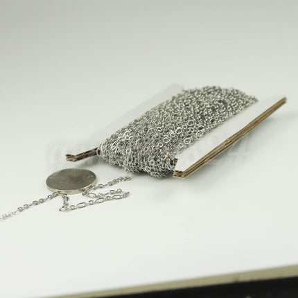 3 ft Rhodium Plated Bulk Chain, Long and Short (Small 3 and 1) SOLDERED Necklace  Chain - 4.5x2.5mm 2.9x2.6mm Soldered - 317LS31