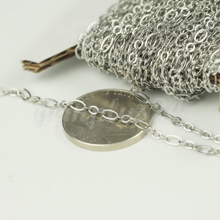 100 ft Rhodium Plated Bulk Chain, Long and Short (Small 3 and 1) SOLDERED Necklace  Chain - 4.5x2.5mm 2.9x2.6mm Soldered - 317LS31