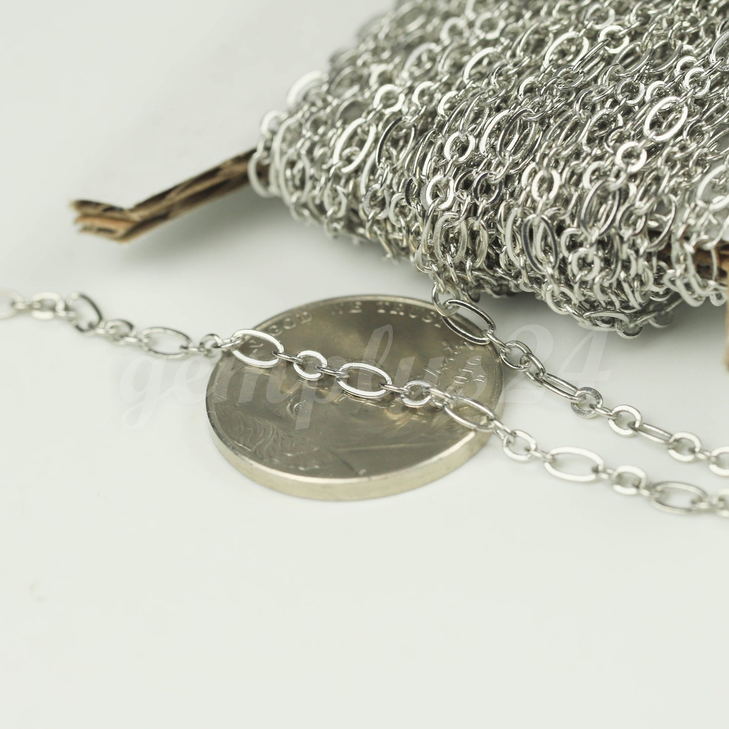 100 ft Rhodium Plated Bulk Chain, Long and Short (Small 3 and 1) SOLDERED Necklace  Chain - 4.5x2.5mm 2.9x2.6mm Soldered - 317LS31