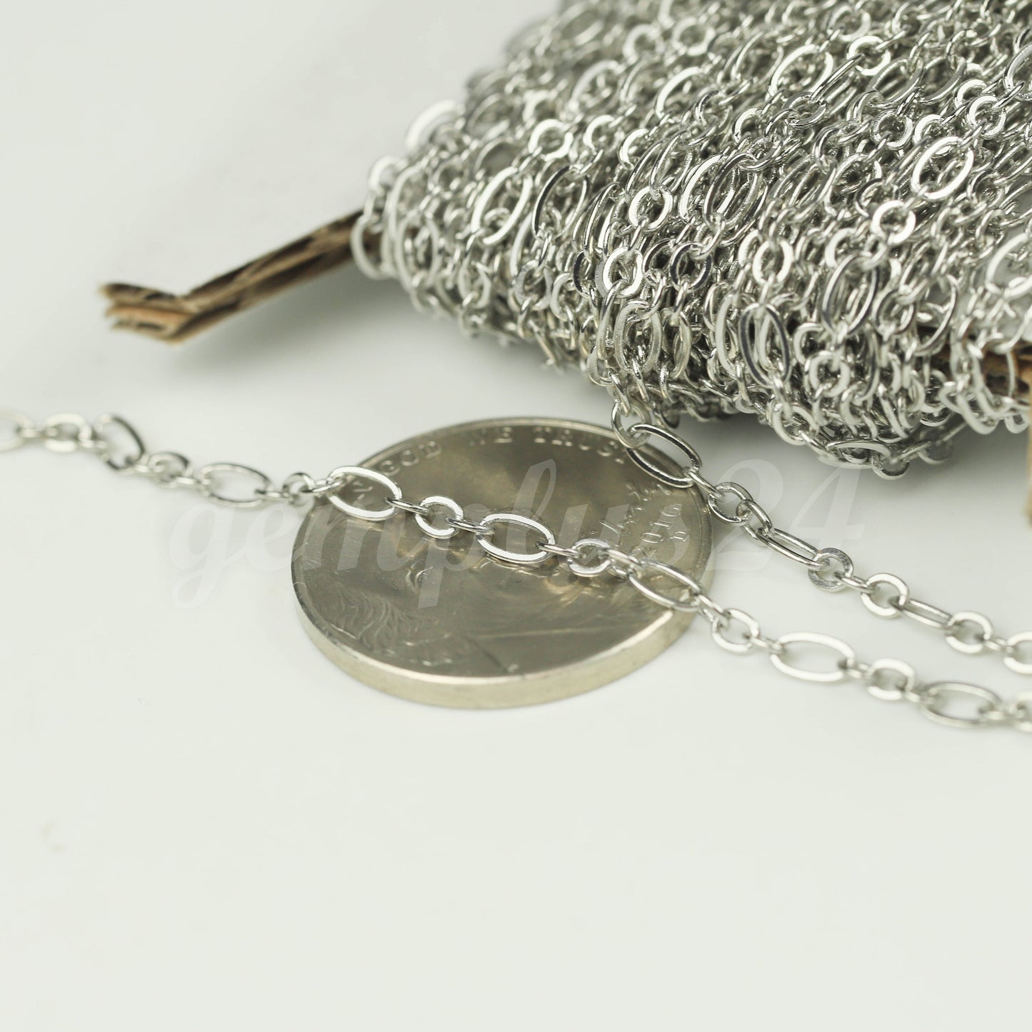 300 ft Rhodium Plated Bulk Chain, Long and Short (Small 3 and 1) SOLDERED Necklace  Chain - 4.5x2.5mm 2.9x2.6mm Soldered - 317LS31