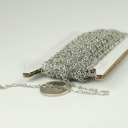 100 ft Rhodium Plated Bulk Chain, Long and Short (Small 3 and 1) SOLDERED Necklace  Chain - 4.5x2.5mm 2.9x2.6mm Soldered - 317LS31