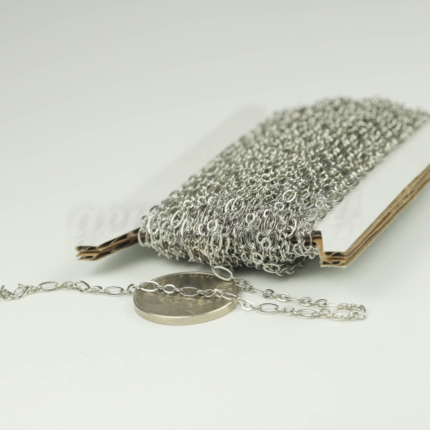 100 ft Rhodium Plated Bulk Chain, Long and Short (Small 3 and 1) SOLDERED Necklace  Chain - 4.5x2.5mm 2.9x2.6mm Soldered - 317LS31