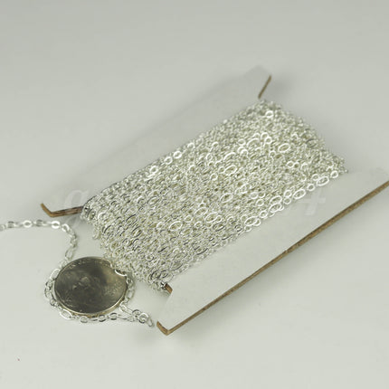 3 ft Sterling Silver Plated Bulk Chain, Long and Short (Small 3 and 1) SOLDERED Wholesale Chain - 4.5x2.5mm 2.9x2.6mm Soldered - 317LS31