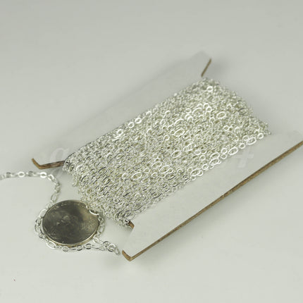 32 ft Sterling Silver Plated Bulk Chain, Long and Short (Small 3 and 1) SOLDERED Wholesale Chain - 4.5x2.5mm 2.9x2.6mm Soldered - 317LS31