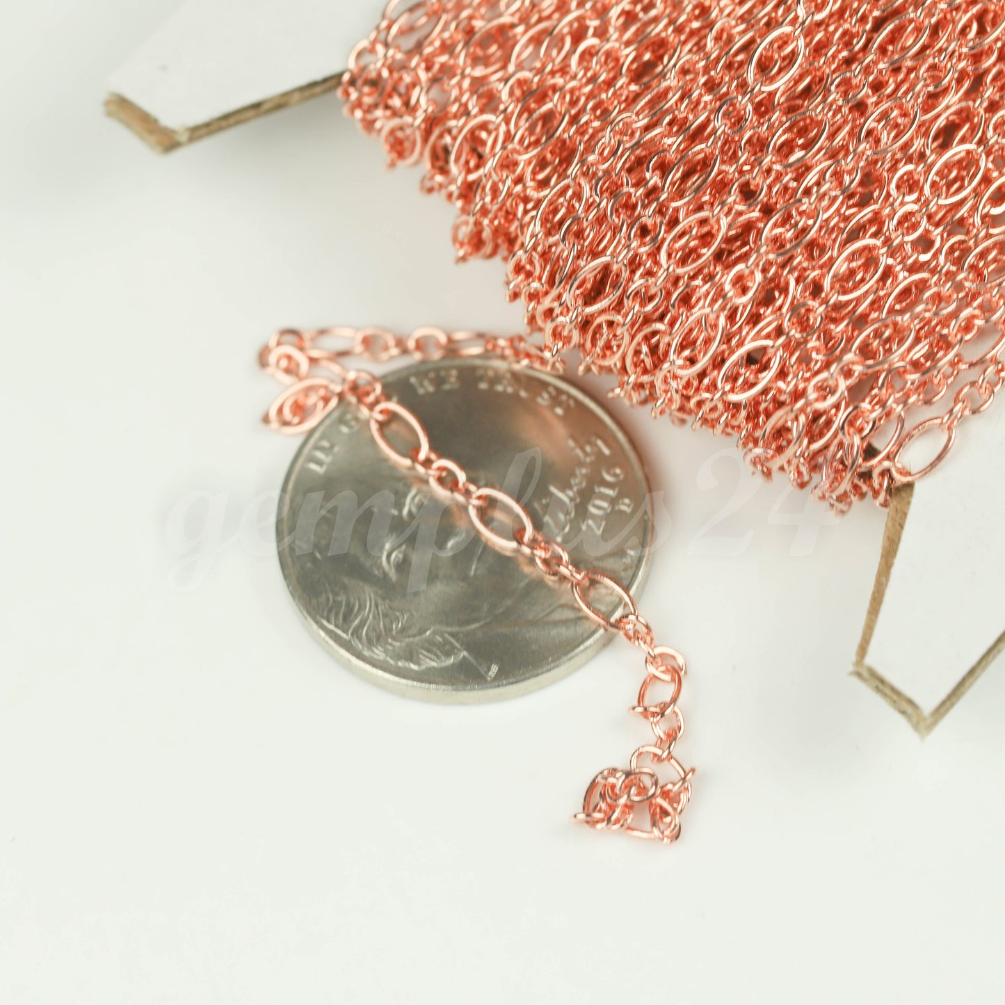 New 3 ft Bright Copper Plated Bulk Chain, Long and Short (Small 3 and 1) SOLDERED  Chain - 4.5x2.5mm 2.9x2.6mm Soldered - 317LS31
